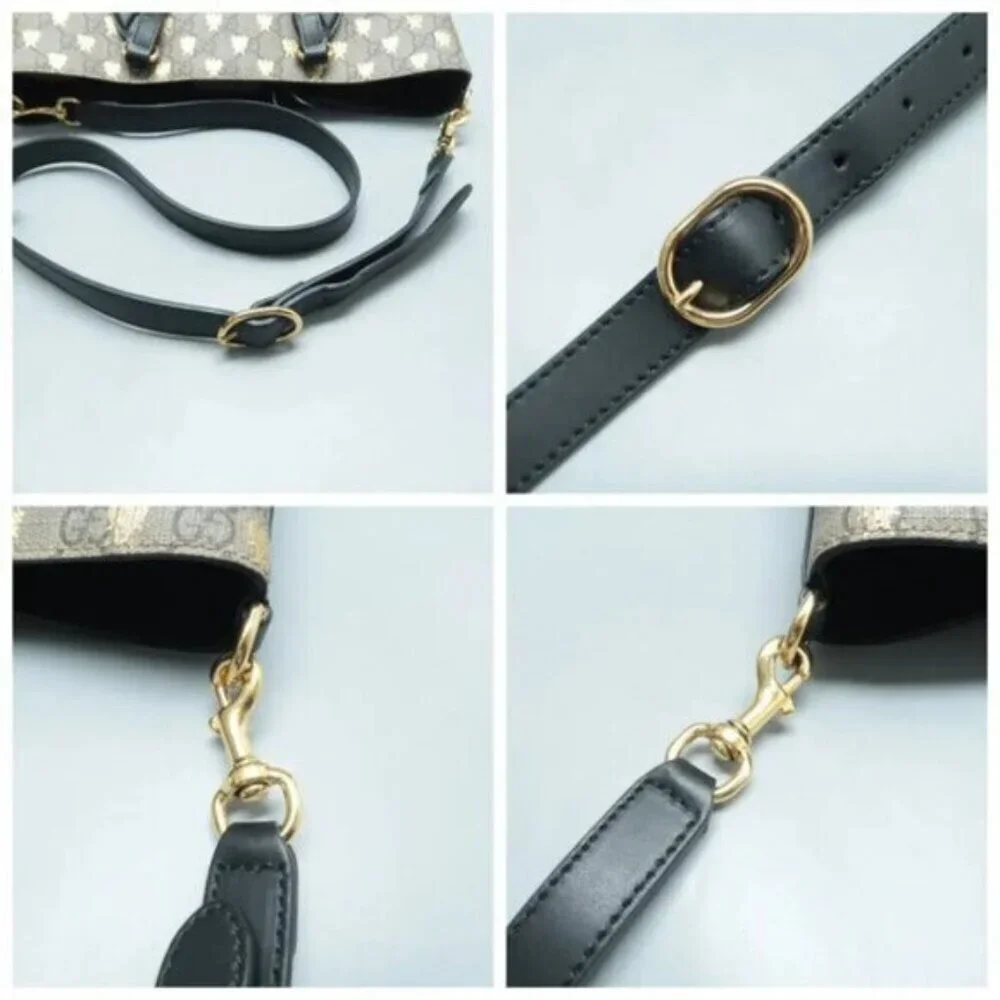Authentic Gucci GG Supreme Bees Tote Bag Canvas Leather Crossbody Luxury